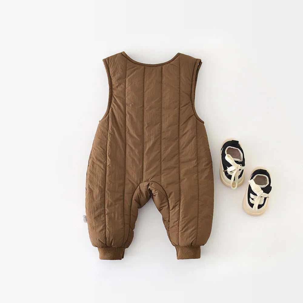 Baby Warm Thick Newborn Sleeveless Jumpsuit Infant Boy Girl Cute Pants