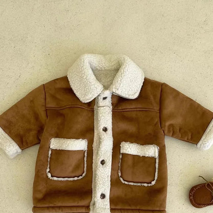 Children Warm Coat Fashion Boys Girls Lamb Wool Jacket Baby Casual Fleece Coat