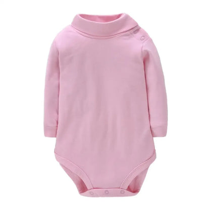 Newborn Baby Girls Long-Sleeve Cotton High-Necked Bodysuit Playsuit