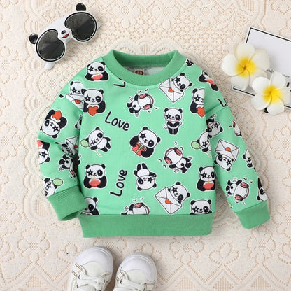 Toddler Christmas Sweatshirts Casual Long Sleeve Cartoon/Snowflake/Panda Print