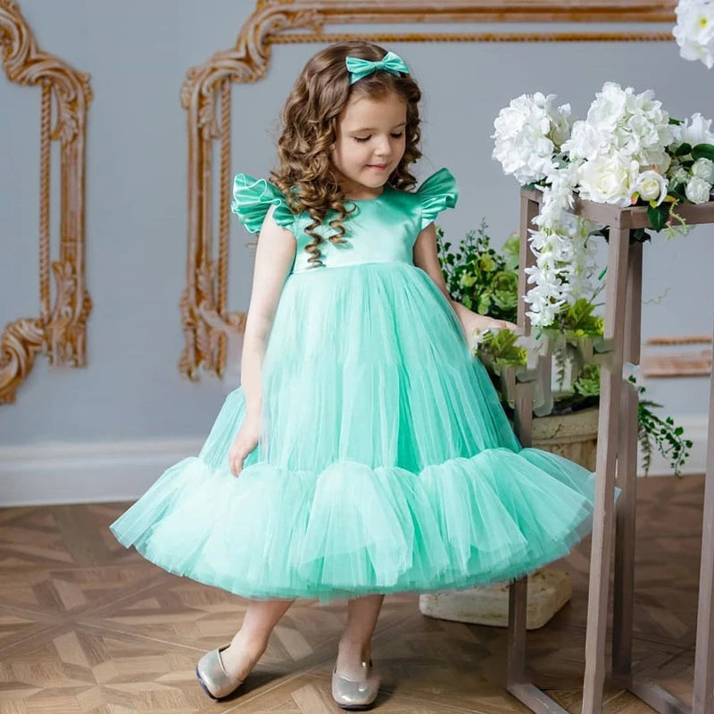 Baby Wedding Girl Dress Fluffy 1st Birthday Party Lace Princess Dress