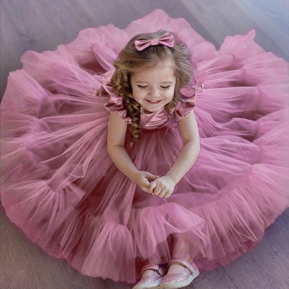 Baby Wedding Girl Dress Fluffy 1st Birthday Party Lace Princess Dress