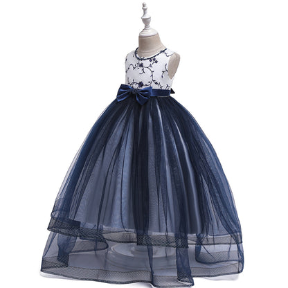 Children's Dress Birthday Girl Embroidered Net Yarn Long Skirt