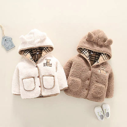 Lamb Cashmere Thickened Coat Girl's Cotton-padded Jacket