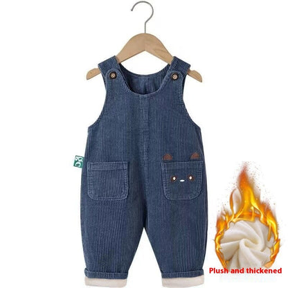 Baby Cartoon Cute Corduroy Suspender Pants