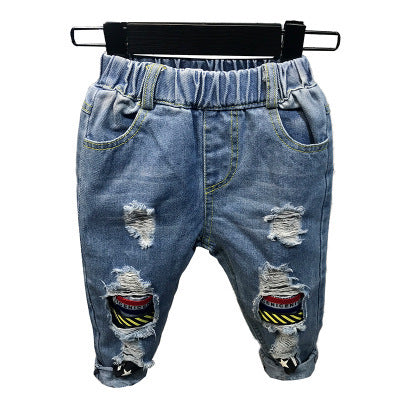 New Korean Style Hollow Stitching Children's Pants Washed