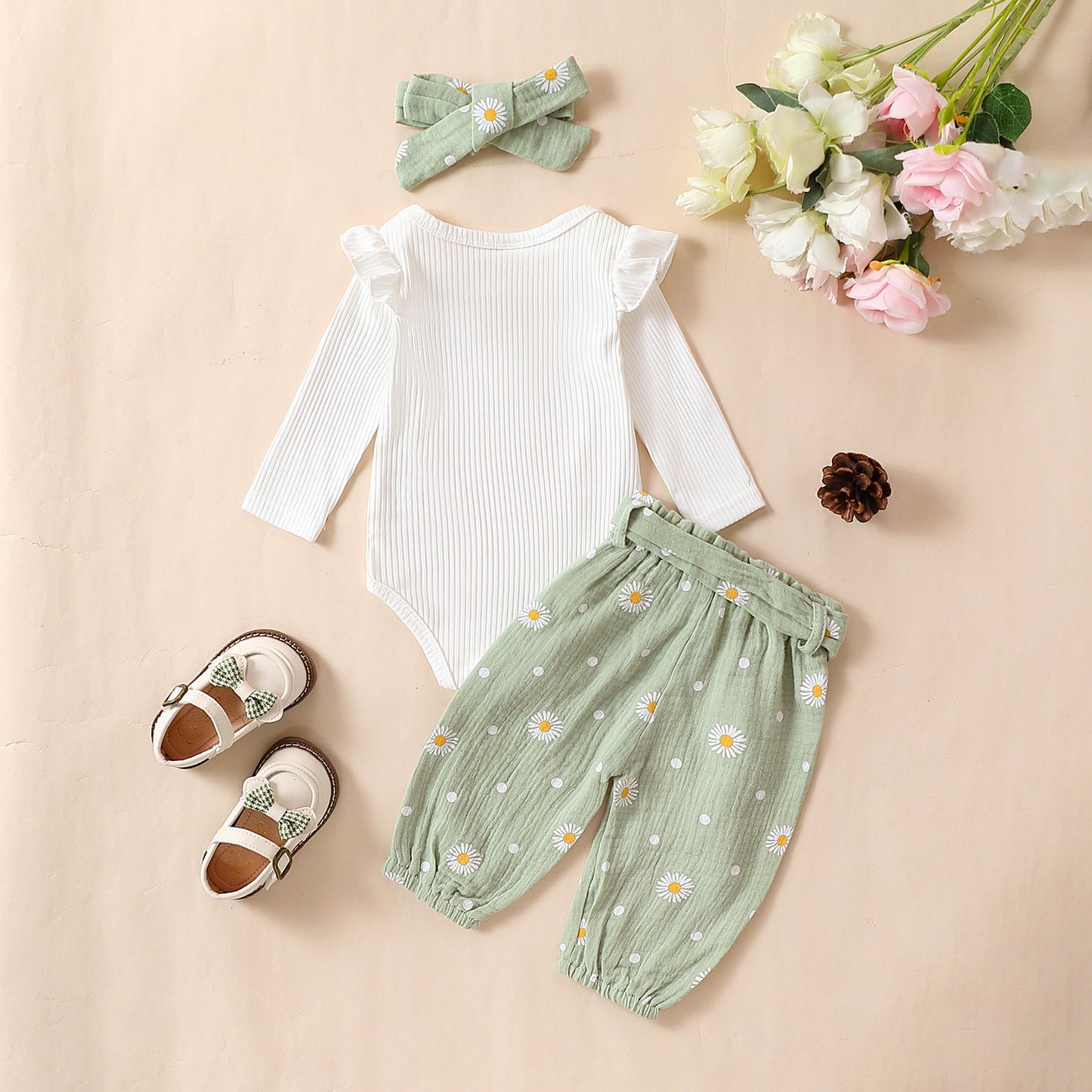 Baby Simple And Versatile Bow Three Piece Set