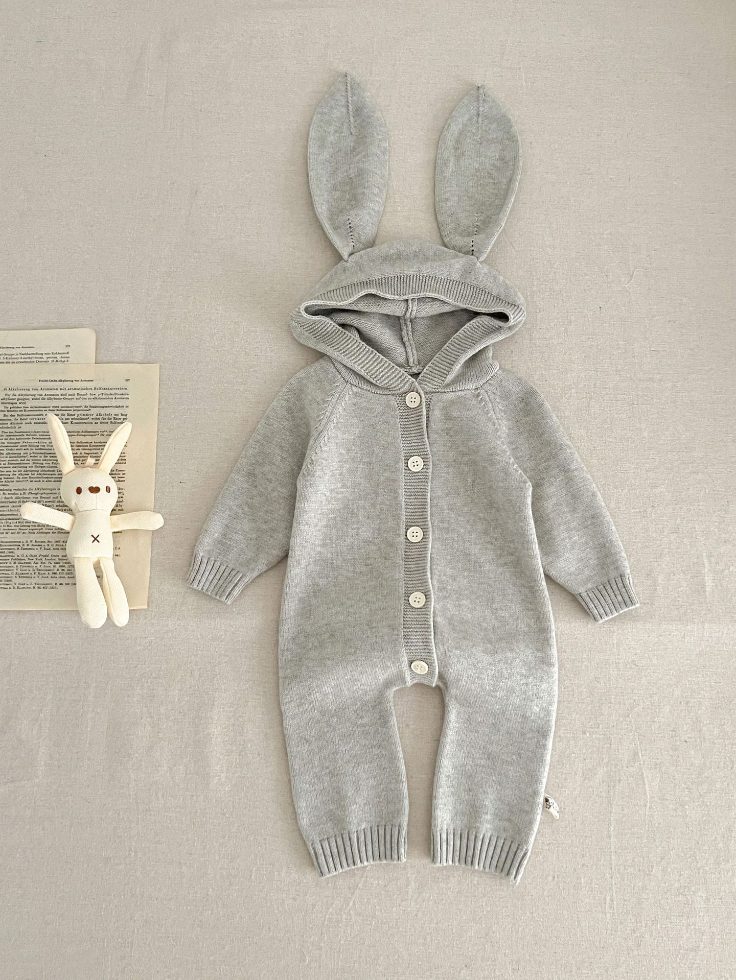 Western Style Cute Bear Ears Rabbit Ears Hooded Romper