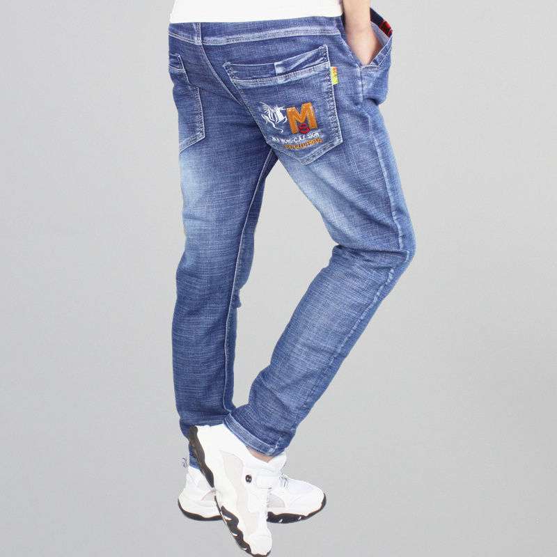 Boys Jeans Casual Pants Straight Stretch