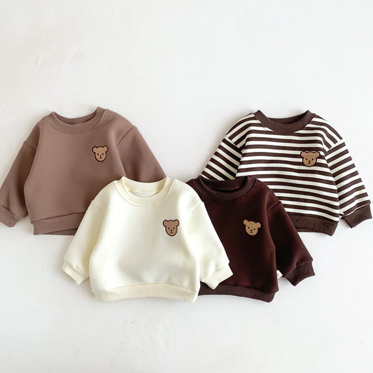 Baby Velvet Sweatshirt Round Neck Warm Bottoming Shirt