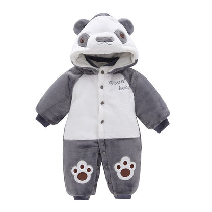 Autumn And Winter Thickening Outwear Baby Clothes Baby Bear Shape Jumpsuit