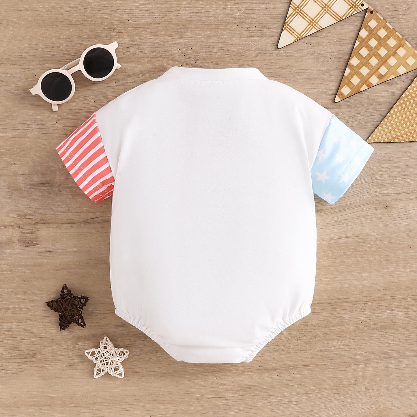 Children's Clothing Baby Short Sleeved Kazakhstan Romper Children's Letter Triangle Jumpsuit