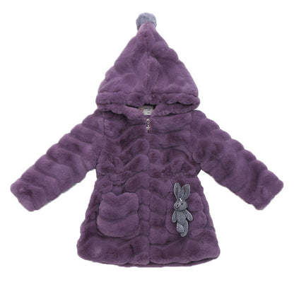 Girls' Coat Autumn And Winter Children's Fashionable Thickened Warm Korean Fashion Imitation Fur Top