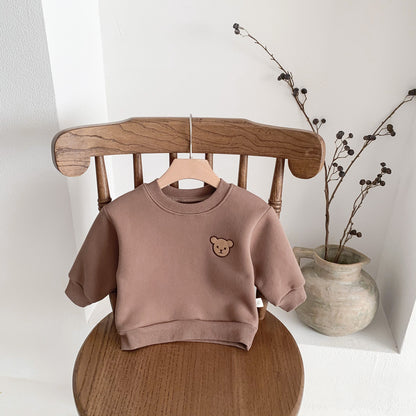 Baby Velvet Sweatshirt Round Neck Warm Bottoming Shirt